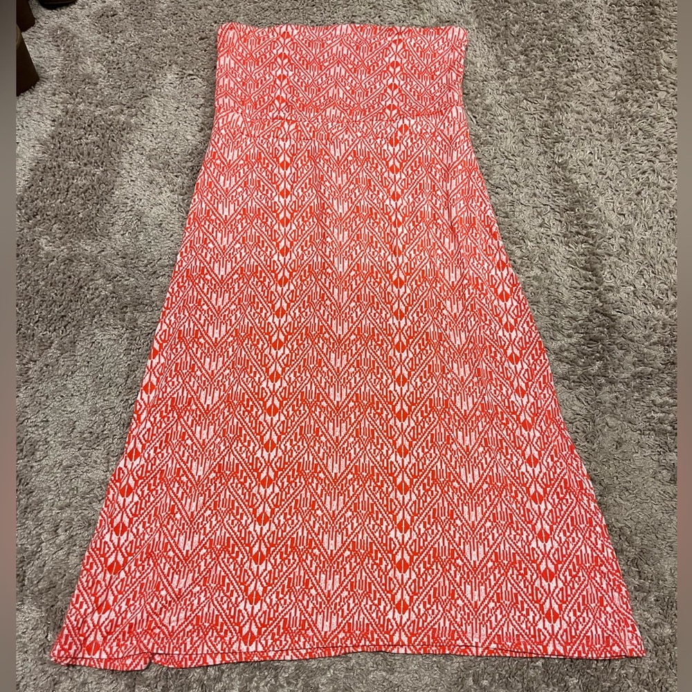 Bright orange maxi dress skirt